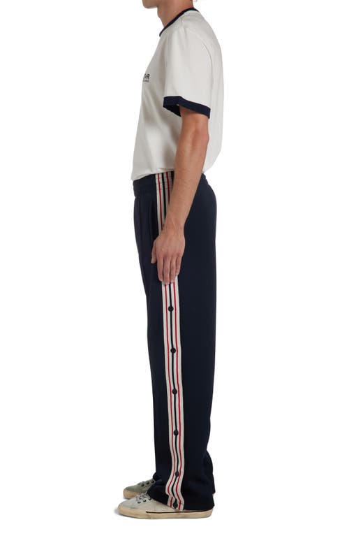 Shop Golden Goose Side Stripe Snap Track Pants In Dark Blue/papyrus