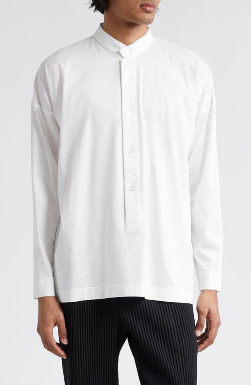 Homme Plissé Issey Miyake Long Sleeve Cotton Jersey Button-Up Shirt White at Nordstrom,