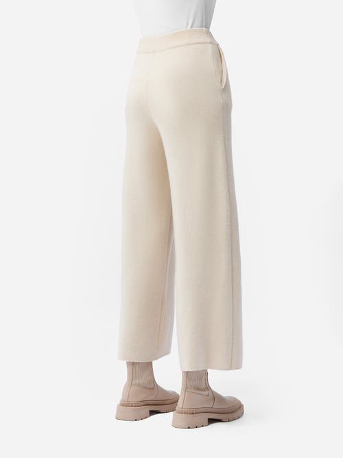 Gobi Mongolian Cashmere Organic Color Cashmere Wide-leg Pants In Off White