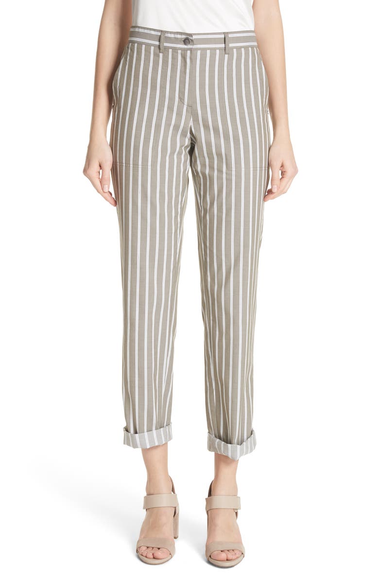 Lafayette 148 New York Fulton Desert Stripe Cotton & Linen Pants ...