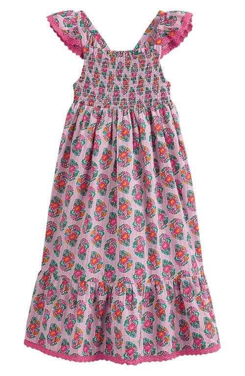 Mini Boden Kids' Floral Smocked Cotton Sundress Sugared Almond Pink Paisley at Nordstrom,