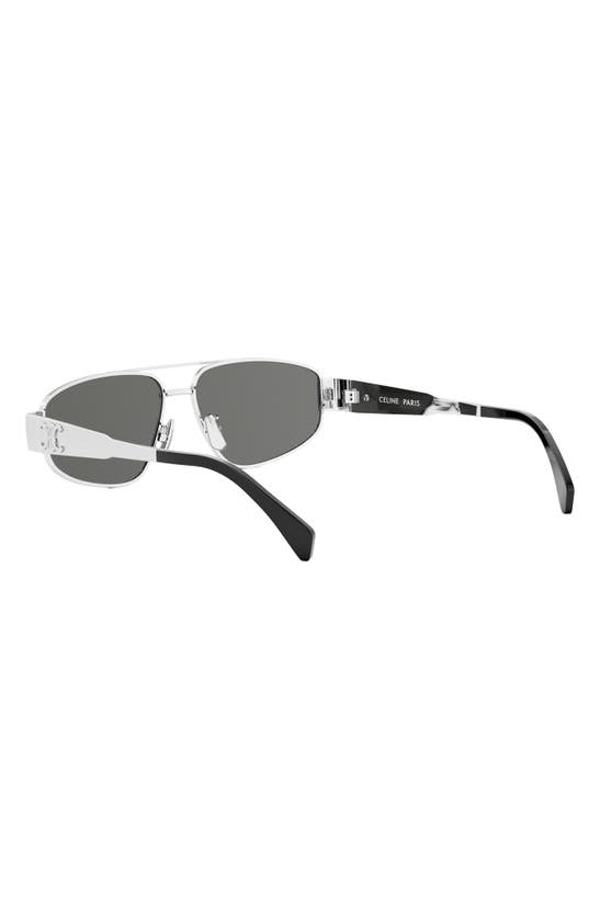 Shop Celine Triomphe 57mm Pilot Sunglasses In Shiny Palladium / Smoke