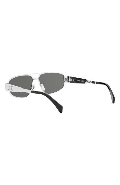 Shop Celine Triomphe 57mm Pilot Sunglasses In Shiny Palladium/smoke