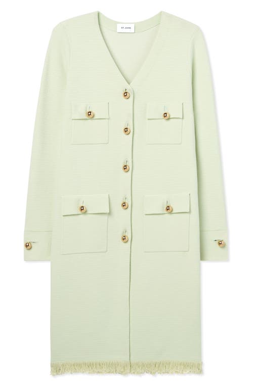 St John St. John Collection Two-tone Stretch Piqué Knit Jacket In Pale Lime/optic White