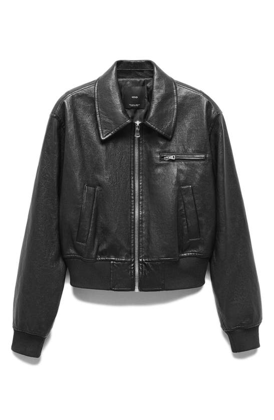 Shop Mango Vintage Faux Leather Jacket In Black