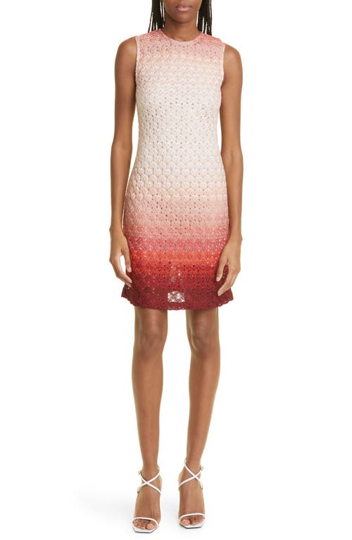 Missoni Ombré Textured Knit Sheath Dress in Pink And Red Shade Lame