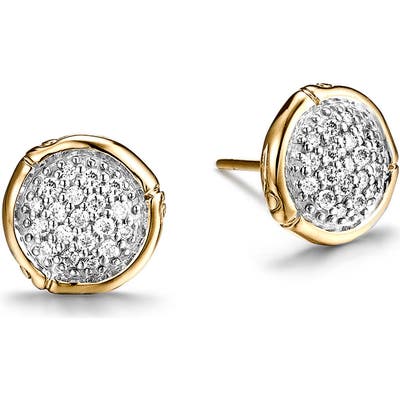 John Hardy Bamboo Diamond & 18K Gold Stud Earrings