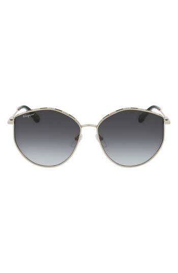Ferragamo Gancini Tea Cup 59mm Gradient Round Sunglasses In Gray