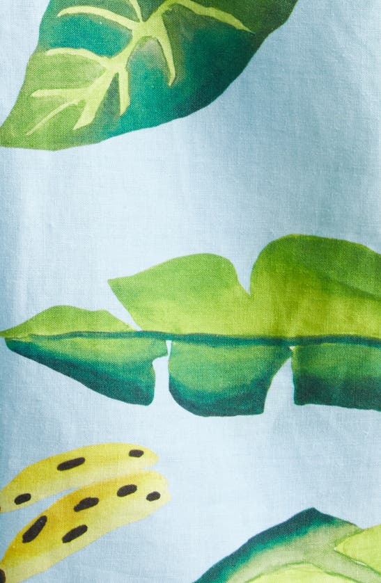 Shop Farm Rio Foliage Scarf Print Button-up Shirt In Blue