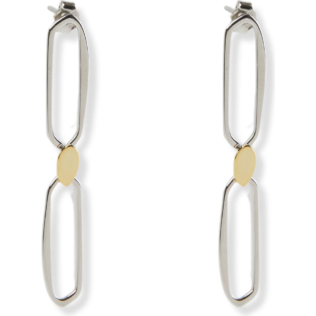 Argento Vivo Sterling Silver Two-tone Organic Drop Earrings In Metallic