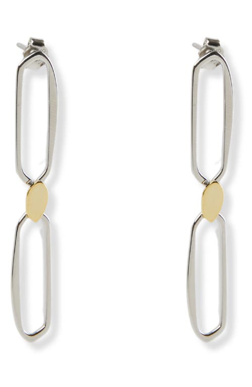 Two-Tone Organic Drop Earrings in Gold/Silver