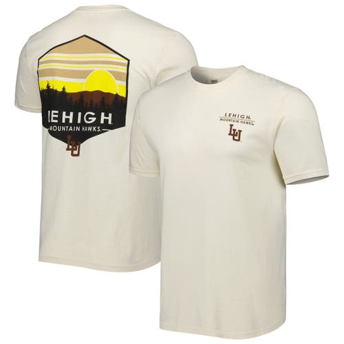 IMAGE ONE Men's Cream Lehigh Mountain Hawks Landscape Shield T-Shirt