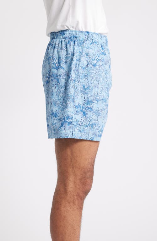 Shop Tommy Bahama Cotton Pajama Shorts In Blue Palm Print