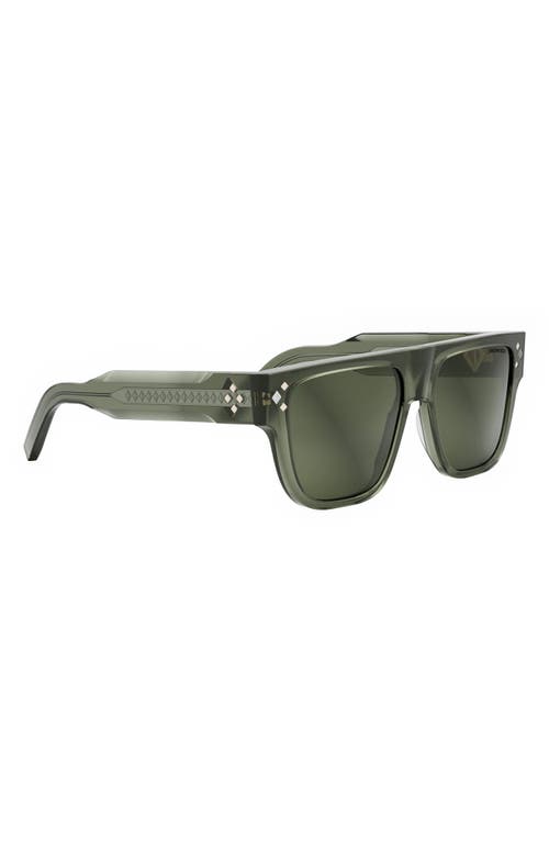 Shop Dior Cd Diamond S6i 55mm Square Sunglasses In Shiny Dark Green/green