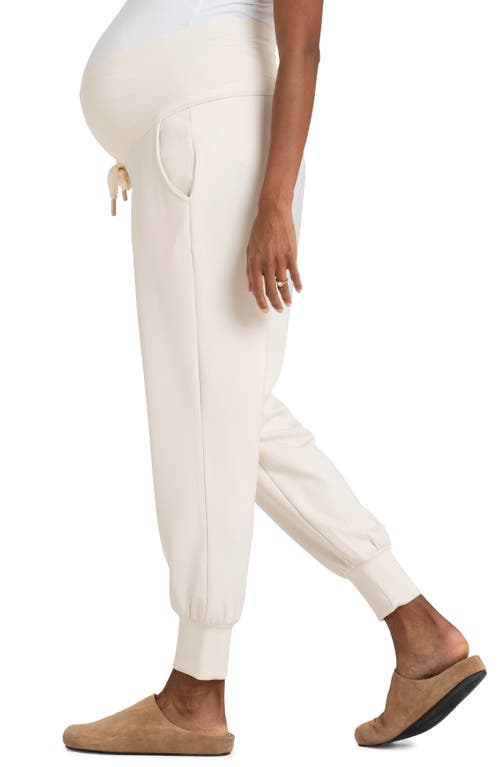 Shop Seraphine Over The Bump Maternity Joggers In Open White