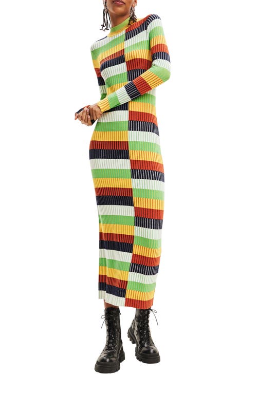 Desigual Sico Stripe Colorblock Long Sleeve Sweater Dress Mix at Nordstrom,