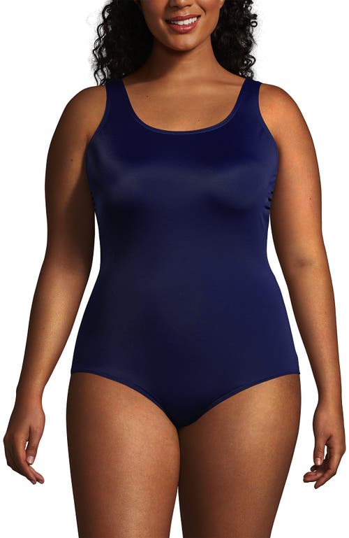 LANDS' END LANDS' END PLUS SIZE LONG CHLORINE RESISTANT SOFT CUP TUGLESS SPORTY ONE PIECE SWIMSUIT 