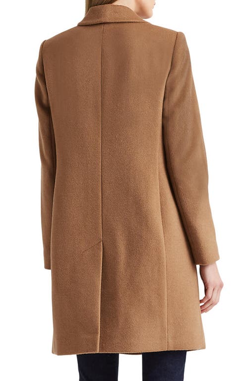 Shop Ralph Lauren Lauren  Plaid Wool Blend Reefer Coat In New Vicuna