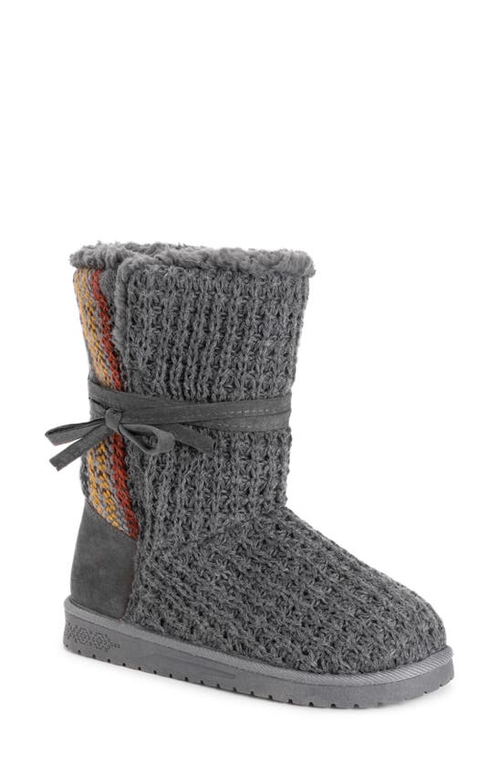 Muk Luks Clementine Faux Fur Boot In Grey Plaid