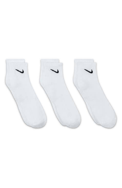 Nike Kids' Assorted 3-pack Dri-fit Everyday Cushioned Ankle Socks In White/black