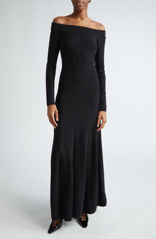 Shop Lela Rose Pointelle Off The Shoulder Long Sleeve Sweater Dress In Black