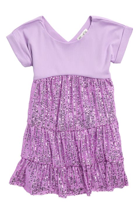 Kids' Ruffle Sequin Dress (Little Kid)
