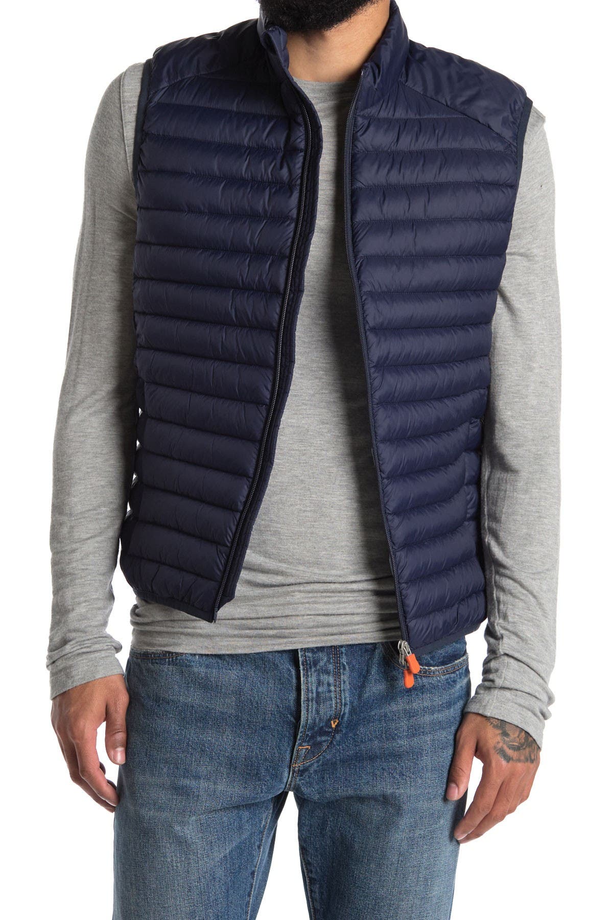 Save The Duck Adam Channel Quilted Puffer Vest In 90000 Navy