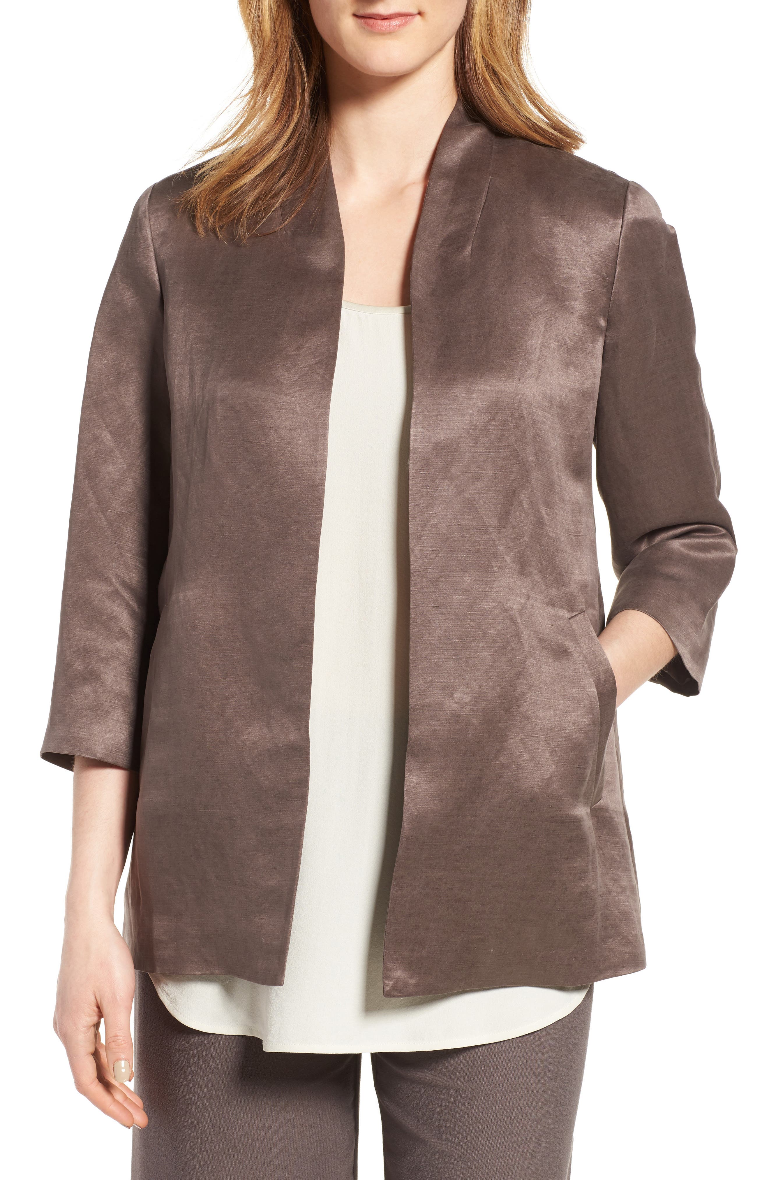 Eileen Fisher Organic Linen & Silk Jacket (Regular & Petite) Nordstrom