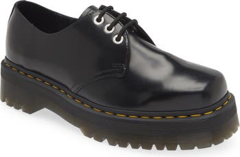 DR. MARTENS 1461 Quad Smooth Leather Womens Platform Shoes - BLACK