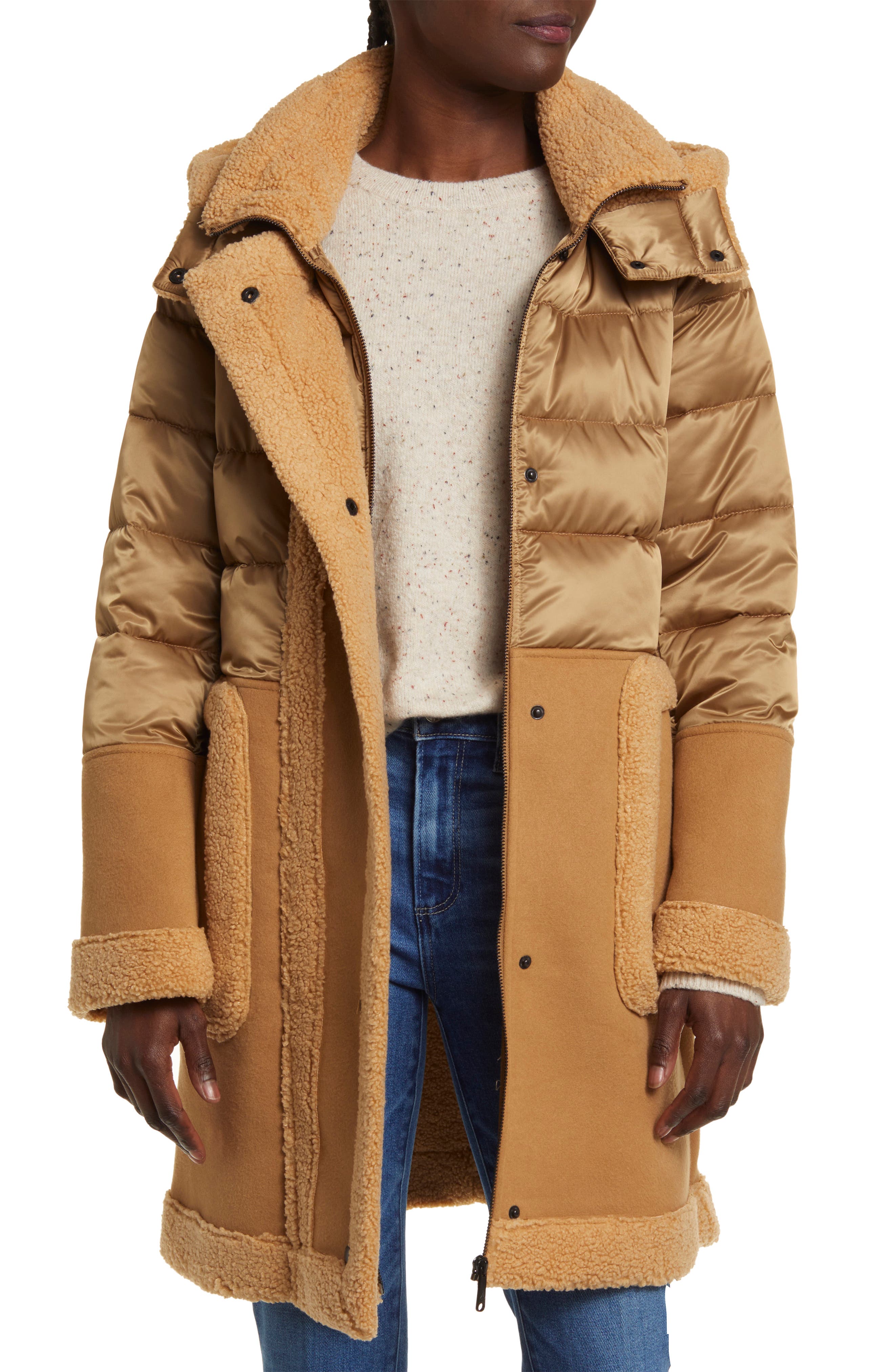 Faux Shearling Puffer Jacket