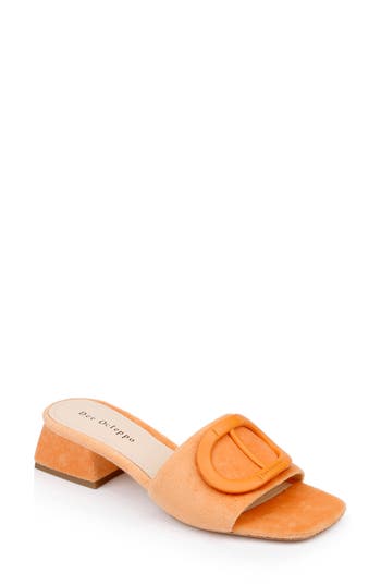 Dee Ocleppo Dizzy Leather Buckle Mule Sandals In Orange
