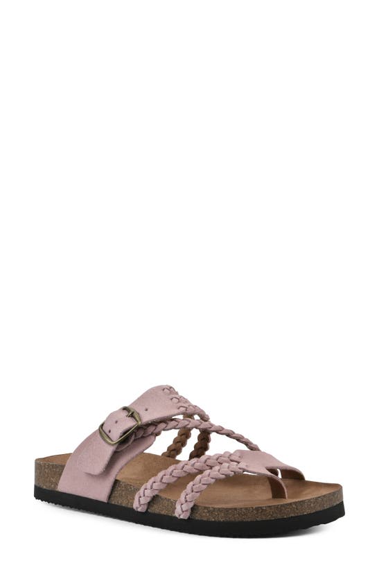 White Mountain Footwear Hayleigh Braided Leather Footbed Sandal In Blush/ Suede