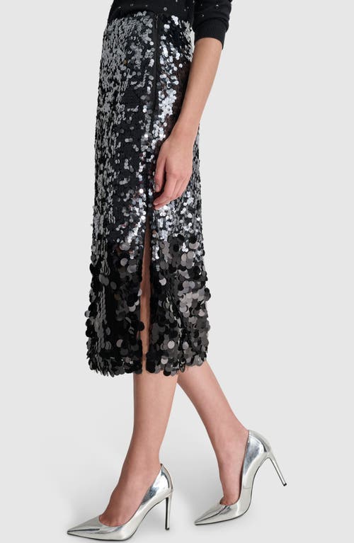 Shop Dkny Sequin Midi Pencil Skirt In Black/gunmetal