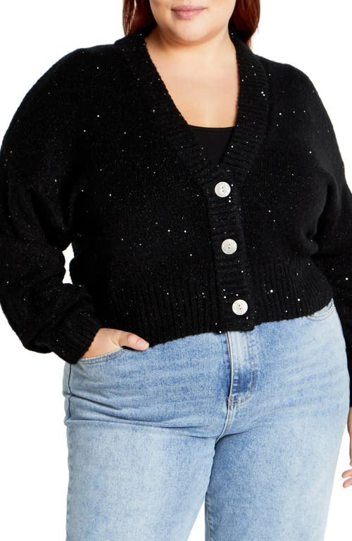 City Chic Miranda Metallic Cardigan In Black Sparkle