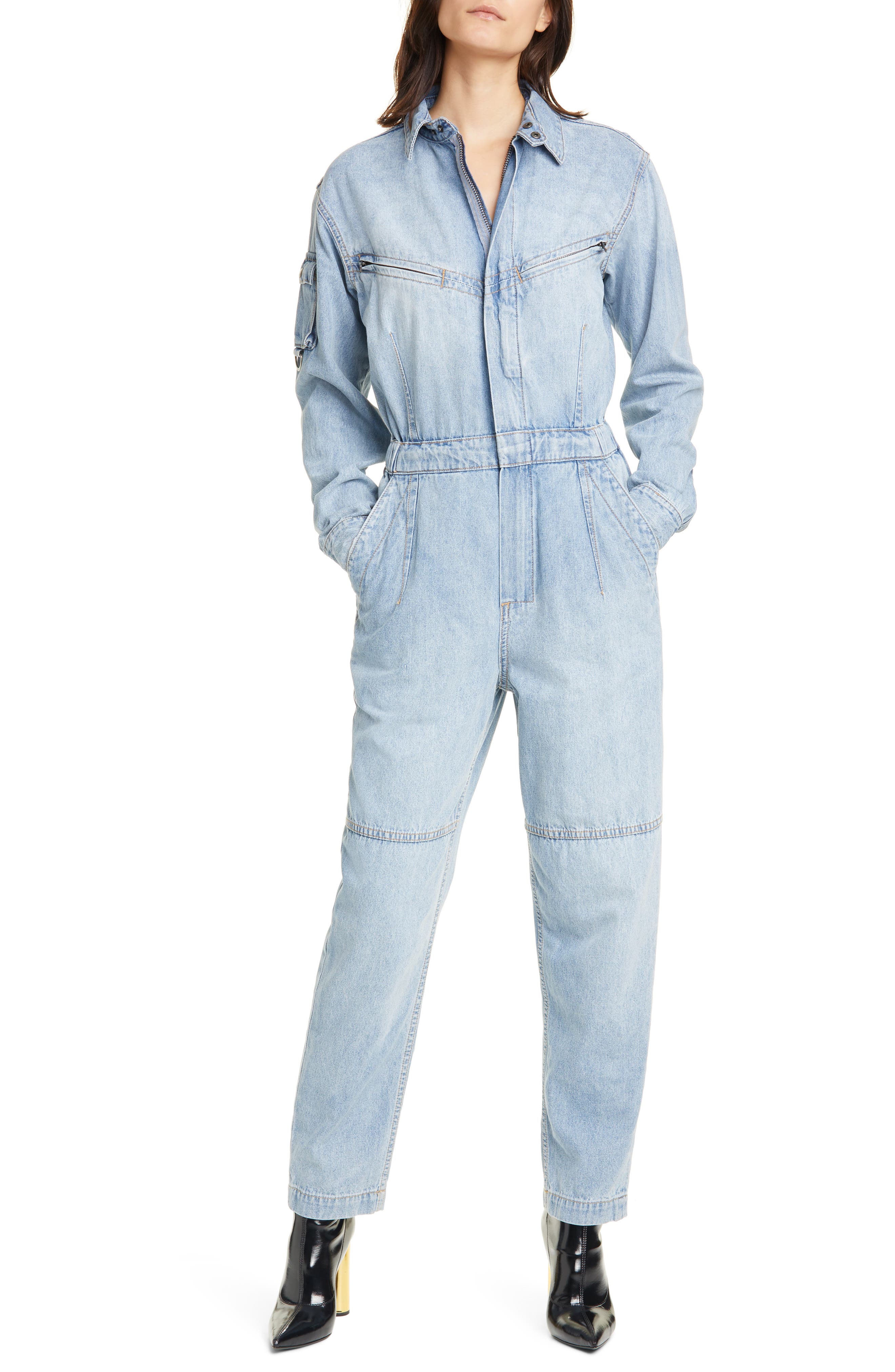 tall denim boiler suit