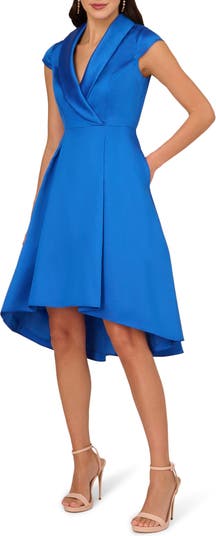 Adrianna Papell Box Pleat High Low Mikado Dress Nordstrom