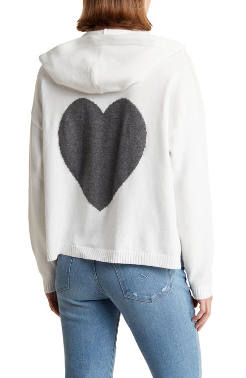 Shop Sweet Romeo Heart Crop Hooded Sweater In White/char