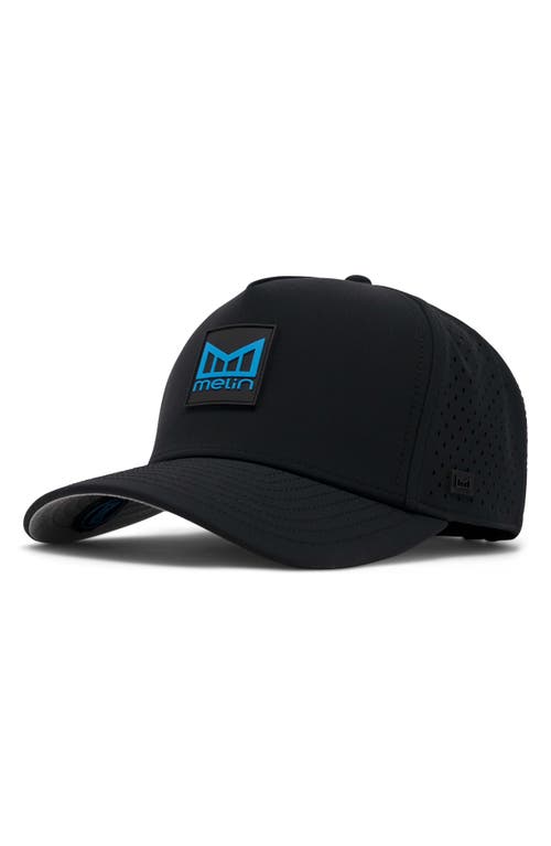 Melin Hydro Odyssey Stacked Water Repellent Baseball Cap in Black/Electric Blue