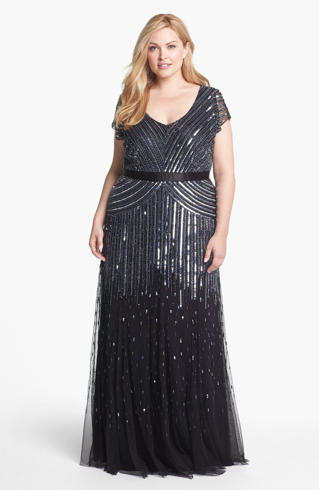 Adrianna Papell Sequin Mesh Gown (Plus Size) | Nordstrom