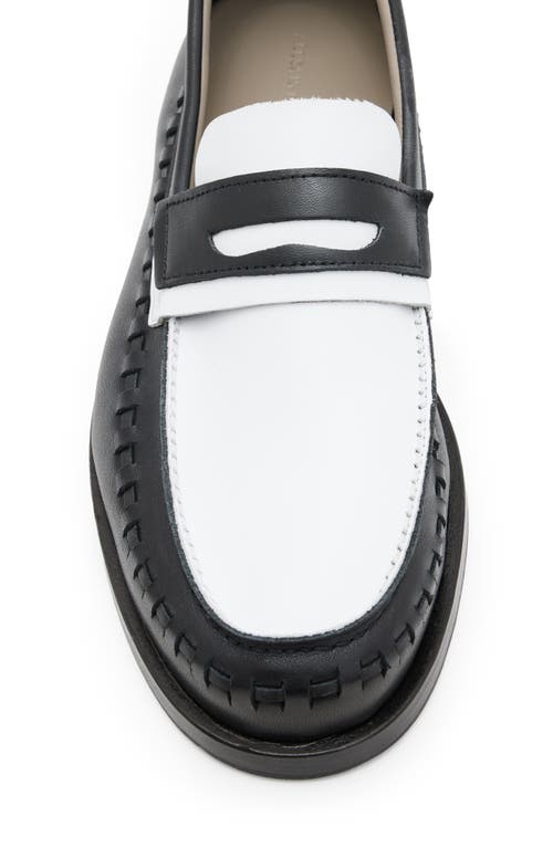 Shop Allsaints Sammy Two-tone Penny Loafer In Black/white