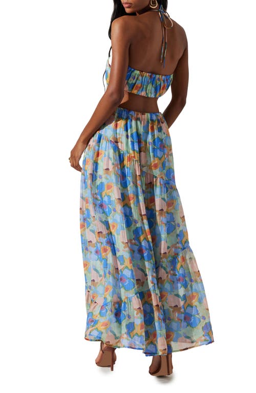 Shop Astr The Label Miaka Floral Print Maxi Dress In Blue Multi Abstract