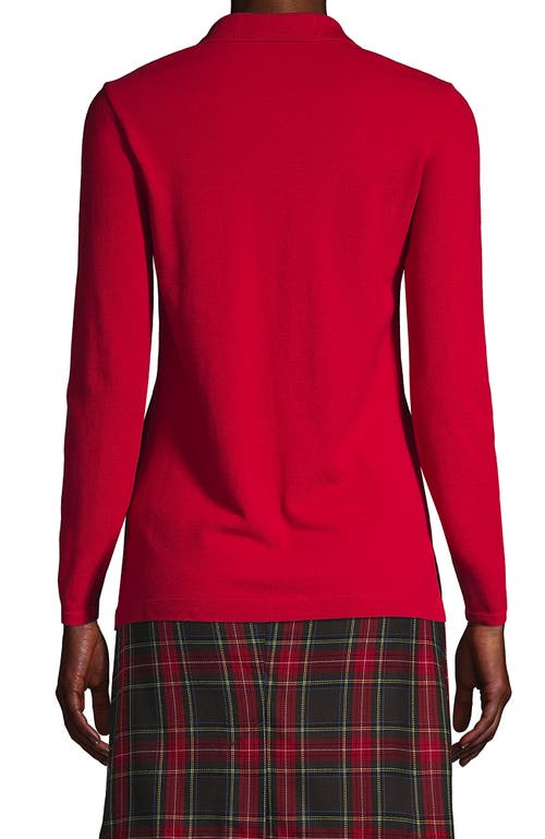 Lands' End School Uniform Long Sleeve Feminine Fit Interlock Polo Shirt In Red