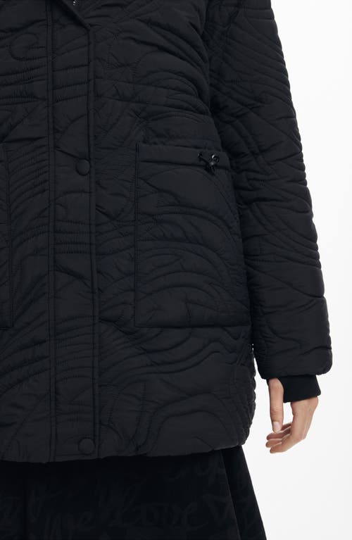 Desigual Aarhus Quilted Coat In Black