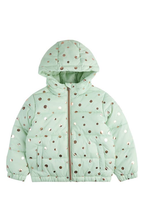 MILES THE LABEL MILES THE LABEL KIDS' METALLIC POLKA DOT HOODED PUFFER JACKET 