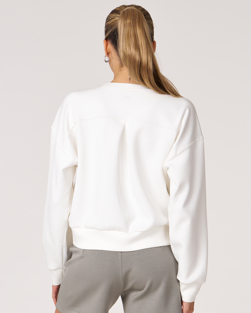 Rebody Active Essential Scuba Crewneck Sweatshirt In White