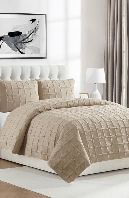 Vcny Home Square Solid 3-piece Quilt Set In Taupe