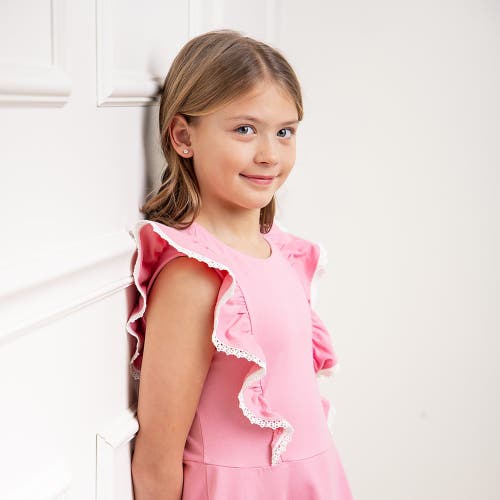 Shop Hope & Henry Girls' Organic Sleeveless Knit Pinafore Dress, Toddler In Classic Pink