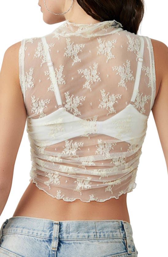 Free People Nice Try Sheer Lace Tank In Evening Creme