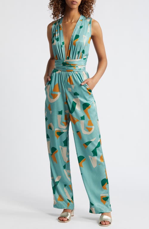 Umy Saly Print Convertible Jumpsuit in Green