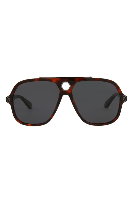 Shop Philipp Plein 61mm Aviator Sunglasses In Red Havana Red Havana Smoke
